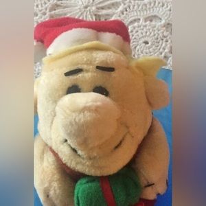 Barney Rubble Small Stuffed Figure 1989 Nanco Hanna Barbera Wearing Santa Hat